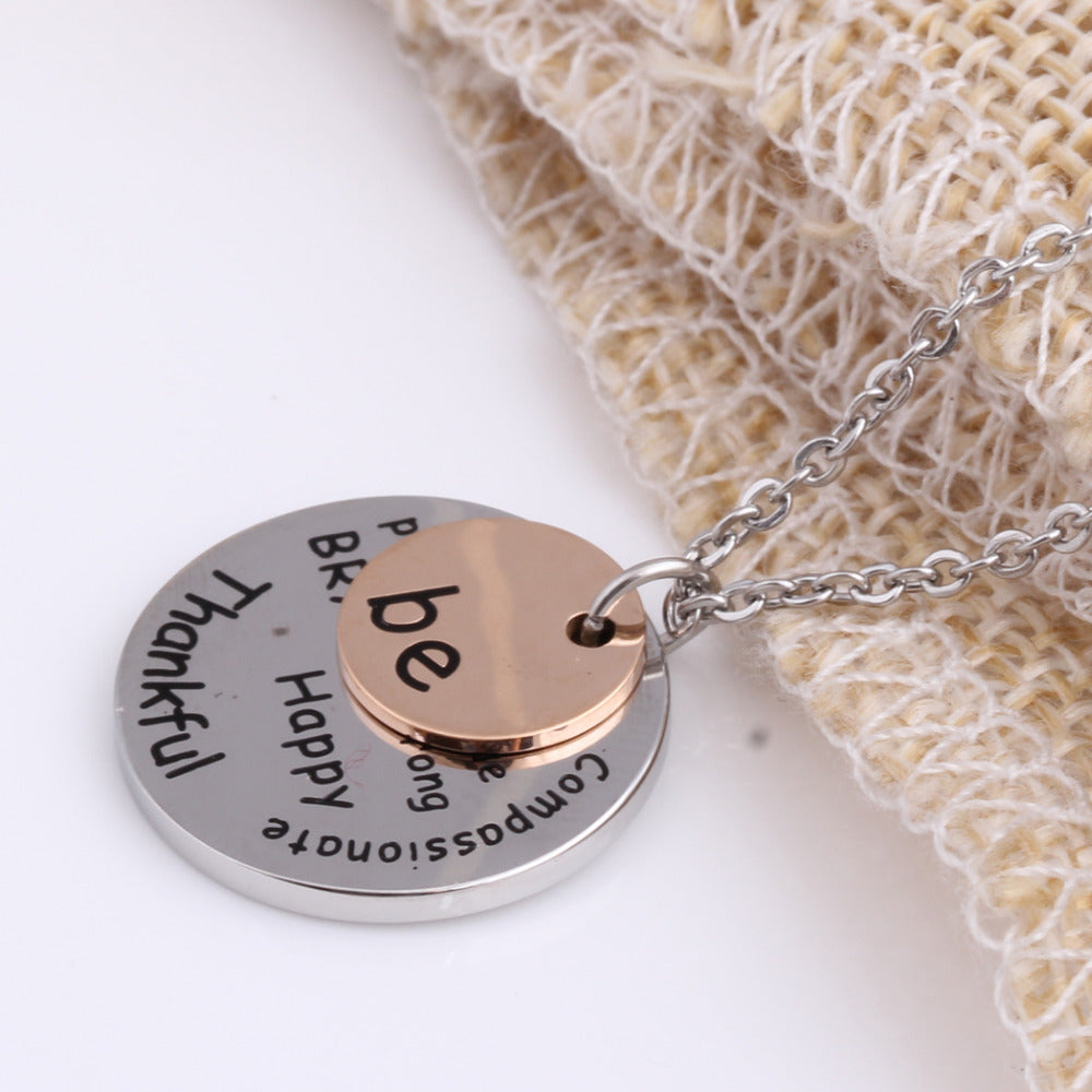 Be Happy Coin Engraved Necklace