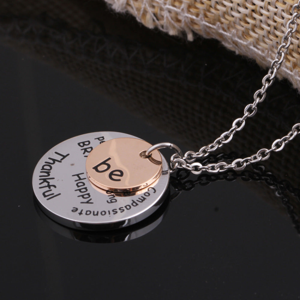 Be Happy Coin Engraved Necklace