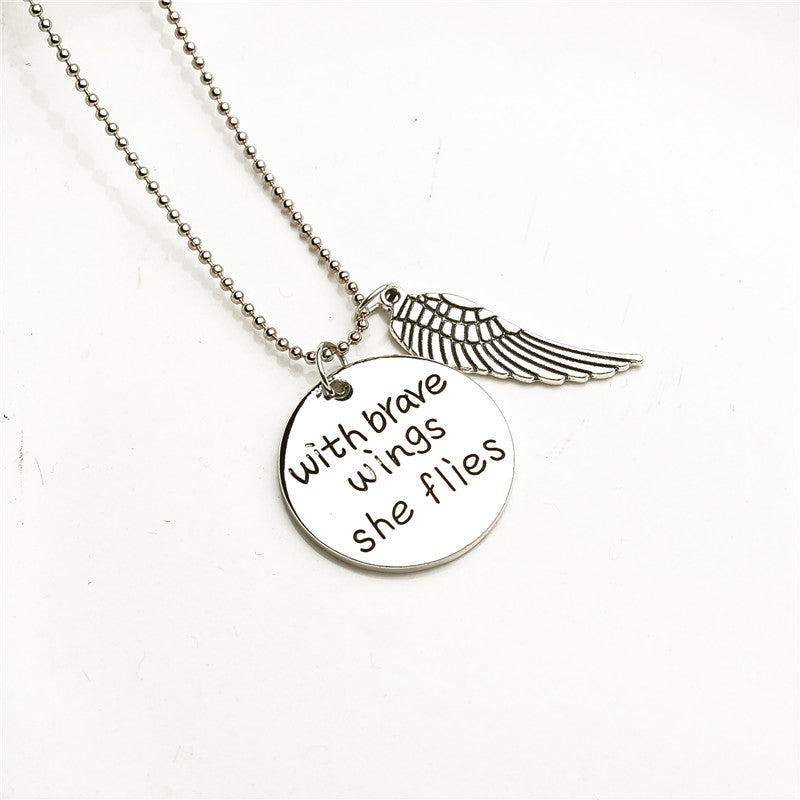 Brave Wings Hand Stamped Necklace