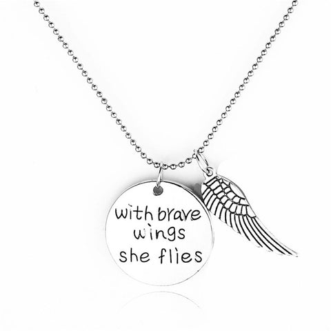 Brave Wings Hand Stamped Necklace